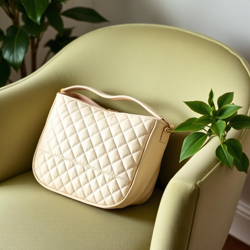 Cream Quilted Shoulder Bag